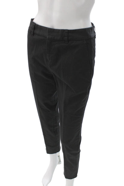 Nili Lotan Women Black Ankle Cropped Dress Pants Cotton Spandex Button Size 0