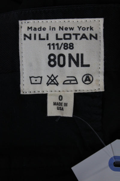 Nili Lotan Women Black Ankle Cropped Dress Pants Cotton Spandex Button Size 0