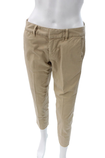 Nili Lotan Women Cropped Chino Khakis Beige Cotton Size 2