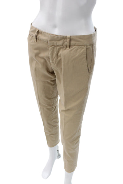 Nili Lotan Women Cropped Chino Khakis Beige Cotton Size 2