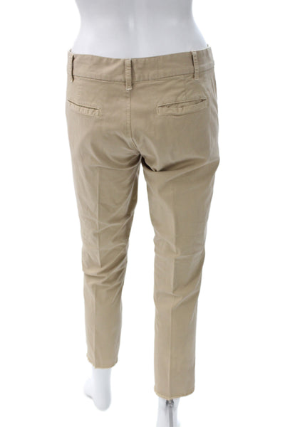 Nili Lotan Women Cropped Chino Khakis Beige Cotton Size 2