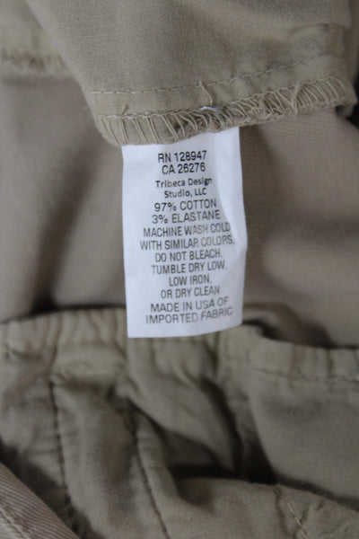Nili Lotan Women Cropped Chino Khakis Beige Cotton Size 2