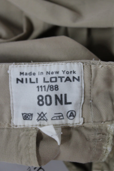Nili Lotan Women Cropped Chino Khakis Beige Cotton Size 2