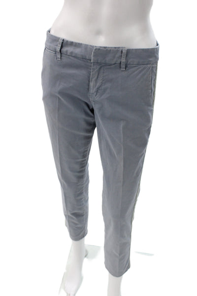 Nili Lotan Womens Cropped Ankle Chino Pants Gray Cotton Button Size 2