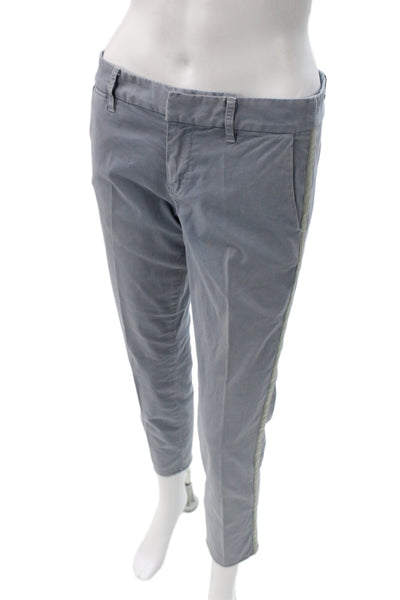 Nili Lotan Womens Cropped Ankle Chino Pants Gray Cotton Button Size 2