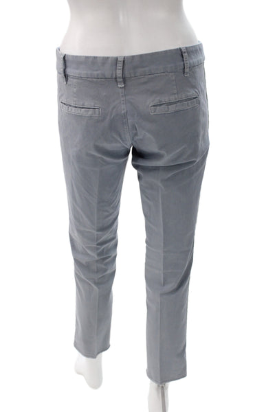 Nili Lotan Womens Cropped Ankle Chino Pants Gray Cotton Button Size 2