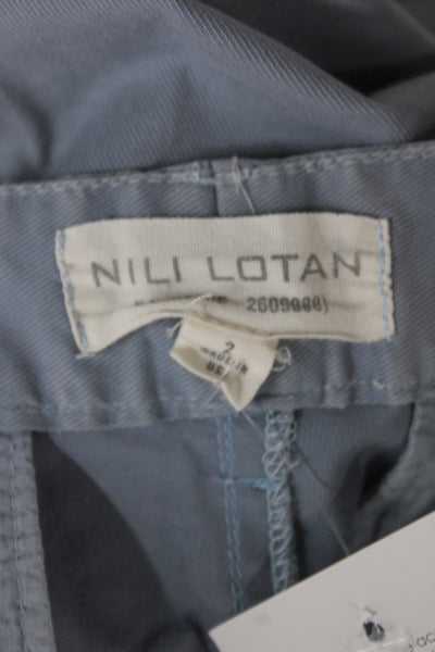 Nili Lotan Womens Cropped Ankle Chino Pants Gray Cotton Button Size 2