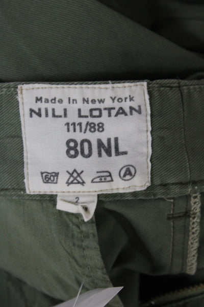 Nili Lotan Womens Ankle Cropped Chino Pants Green Size 2