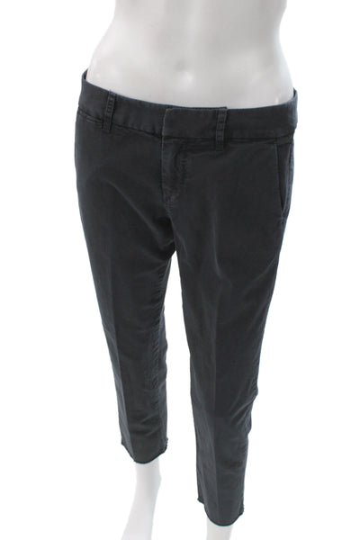 Nili Lotan Women Ankle Cropped Chino Pants Dark Gray Cotton Size 2