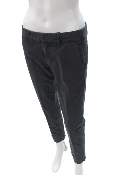 Nili Lotan Women Ankle Cropped Chino Pants Dark Gray Cotton Size 2