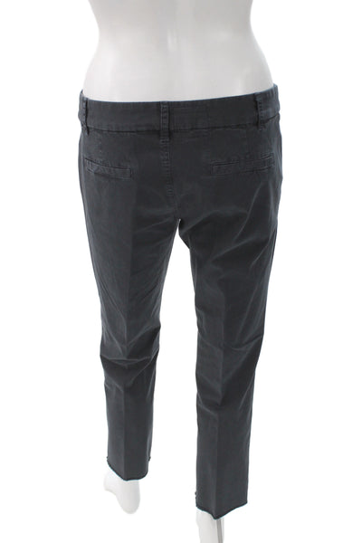 Nili Lotan Women Ankle Cropped Chino Pants Dark Gray Cotton Size 2