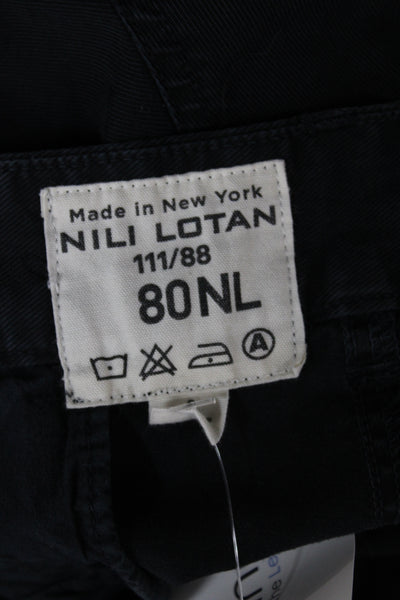 Nili Lotan Women Ankle Cropped Chino Pants Dark Gray Cotton Size 2