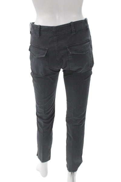 Nili Lotan Women Ankle Cargo Pants Dark Gray Cotton Button Inseam 27 Size 0