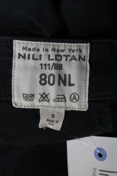 Nili Lotan Women Ankle Cargo Pants Dark Gray Cotton Button Inseam 27 Size 0