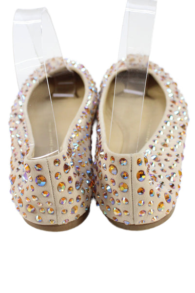 Giuseppe Zanotti Design Womens Embellished Flats Beige Size 36 6