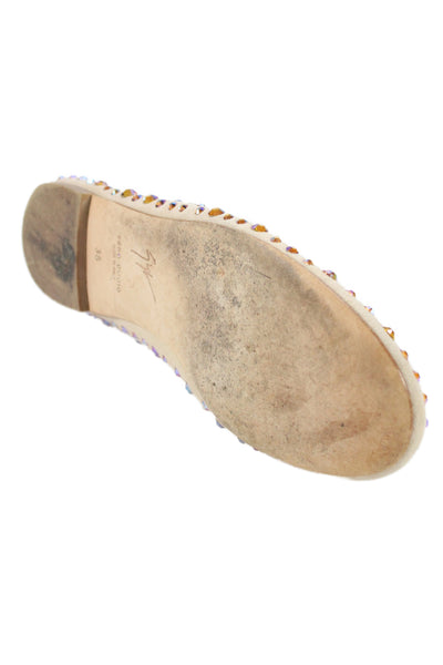 Giuseppe Zanotti Design Womens Embellished Flats Beige Size 36 6