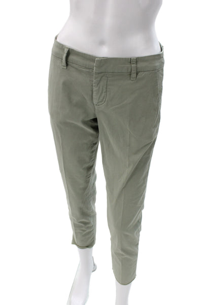 Frank & Eileen Womens Cropped Ankle Chino Khakis Green Cotton Size 0