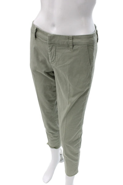 Frank & Eileen Womens Cropped Ankle Chino Khakis Green Cotton Size 0