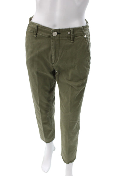 Rag & Bone Women Ankle Cropped Chino Pants Green Cotton Size 24