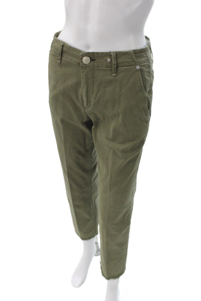 Rag & Bone Women Ankle Cropped Chino Pants Green Cotton Size 24