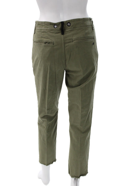 Rag & Bone Women Ankle Cropped Chino Pants Green Cotton Size 24