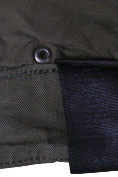 Rag & Bone Women Ankle Cropped Chino Pants Green Cotton Size 24