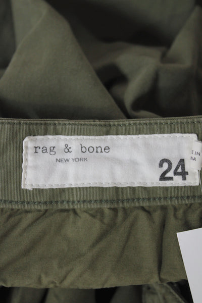 Rag & Bone Women Ankle Cropped Chino Pants Green Cotton Size 24