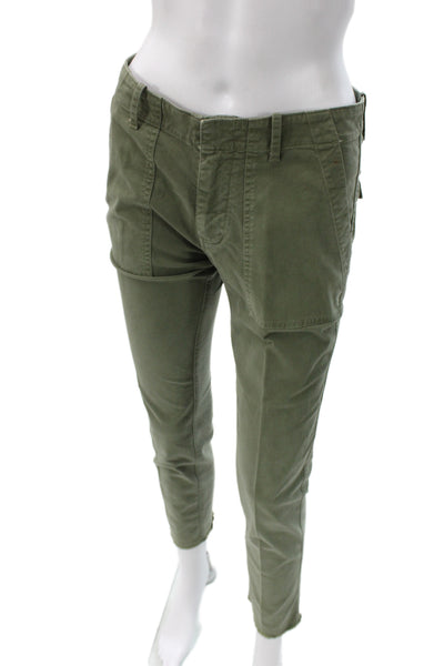 Nili Lotan Womens Cargo Chino Pants Green Cotton Army Size 0
