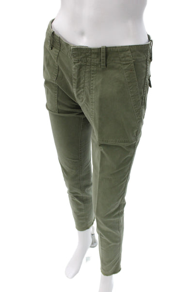Nili Lotan Womens Cargo Chino Pants Green Cotton Army Size 0