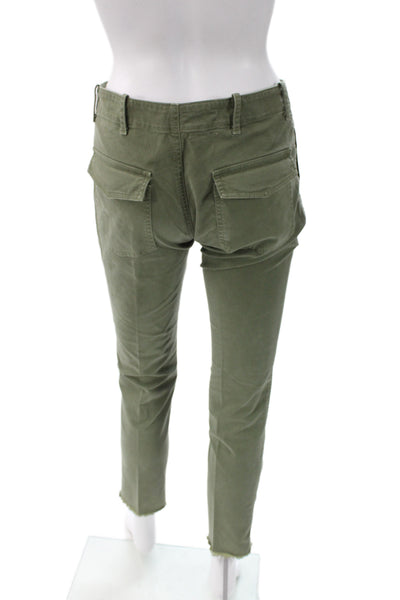 Nili Lotan Womens Cargo Chino Pants Green Cotton Army Size 0