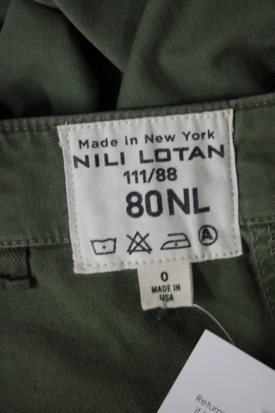 Nili Lotan Womens Cargo Chino Pants Green Cotton Army Size 0