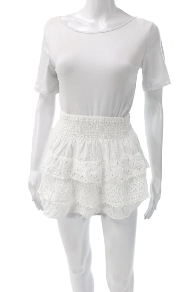 Temptation Positano Women Peasant Mini Cotton White Skort Size XS