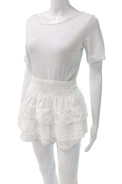 Temptation Positano Women Peasant Mini Cotton White Skort Size XS