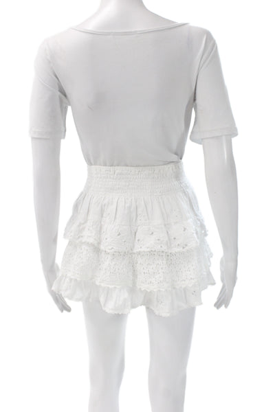 Temptation Positano Women Peasant Mini Cotton White Skort Size XS