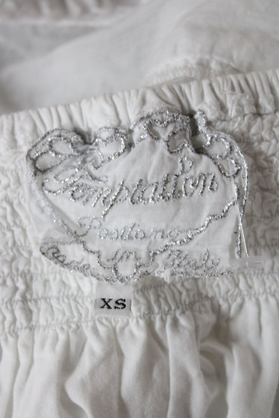Temptation Positano Women Peasant Mini Cotton White Skort Size XS