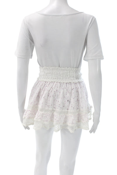 Sunday Tropez Women Peasant Mini Linen Skirt White Size One Size