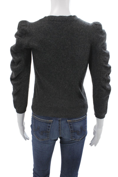 Frame Womens Pullover Cashmere Crewneck 3/4 Sleeve Dark Gray Size XS