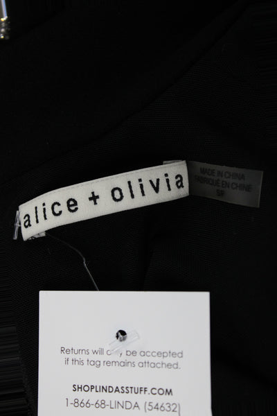Alice + Olivia Women Cropped Lace Turtleneck Top Black Long Sleeve Zip Size S