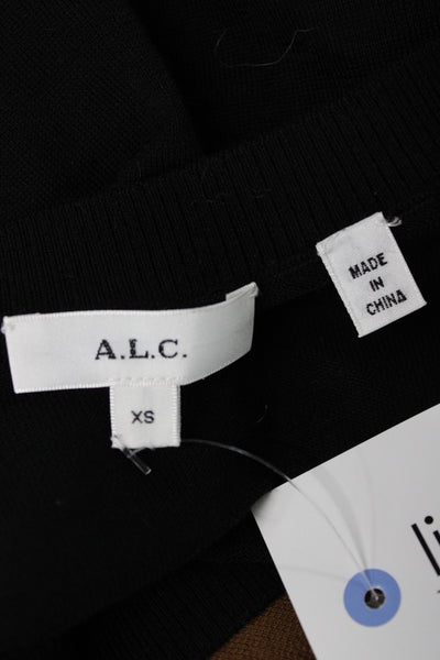 A.L.C. Womens Black Cropped V Neck Tank Cotton Size XS