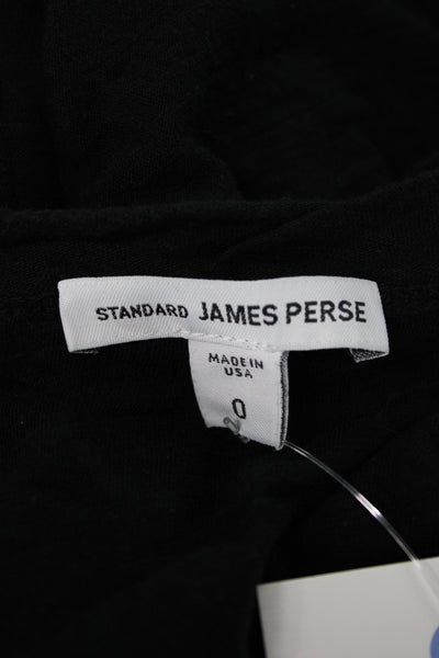 Standard James Perse Women Jersey T-Shirt Black Supima Cotton Size 0