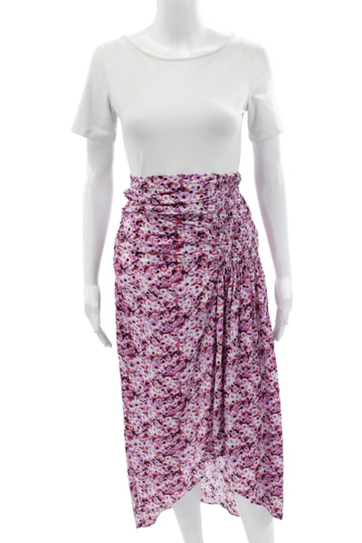 IRO Womens Wrap Midi Skirt Pink Floral 70% Viscose 30% Silk Size 32