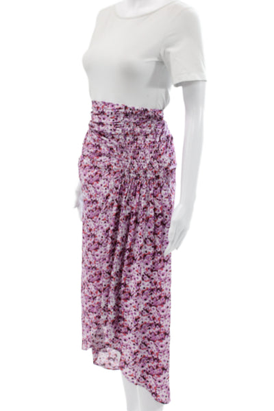 IRO Womens Wrap Midi Skirt Pink Floral 70% Viscose 30% Silk Size 32