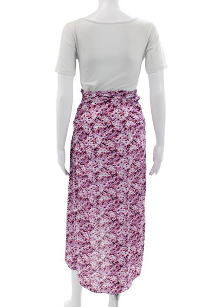IRO Womens Wrap Midi Skirt Pink Floral 70% Viscose 30% Silk Size 32