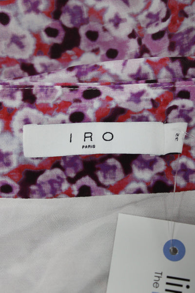 IRO Womens Wrap Midi Skirt Pink Floral 70% Viscose 30% Silk Size 32