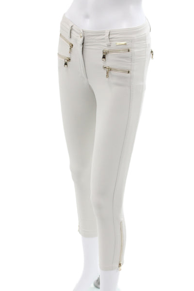 MDC Women White Capri Pants Polyester Spandex Button Size 32
