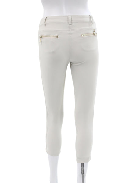 MDC Women White Capri Pants Polyester Spandex Button Size 32