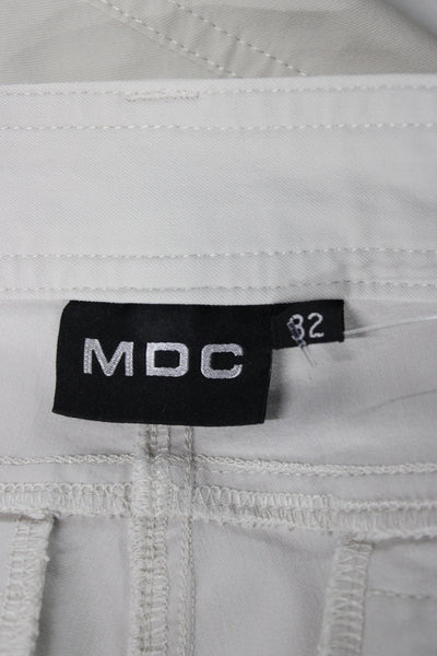 MDC Women White Capri Pants Polyester Spandex Button Size 32