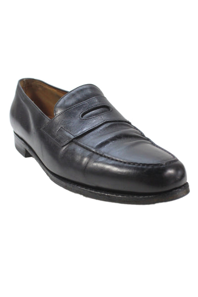 John Lobb Mens Leather Zlip On Penny Loafers Black Size 12