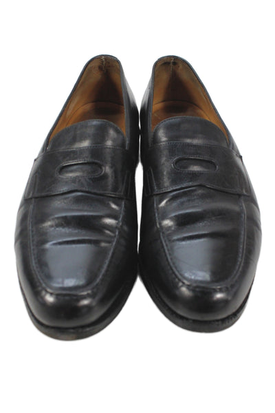John Lobb Mens Leather Zlip On Penny Loafers Black Size 12