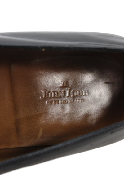 John Lobb Mens Leather Zlip On Penny Loafers Black Size 12